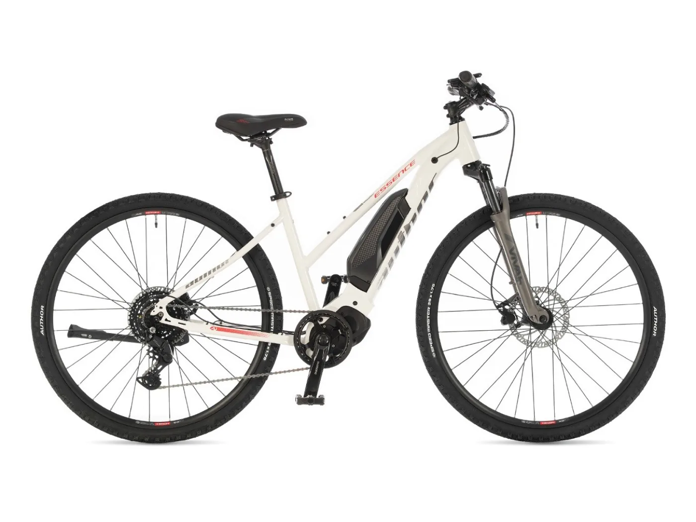BICYKEL AUTHOR ESSENCE 2025 BIELA/STRIEBORNÁ/ČERVENÁ